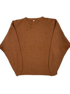 Vintage 1940s 1950s Lambs Wool Knit Sweater Crewneck Brown Small
